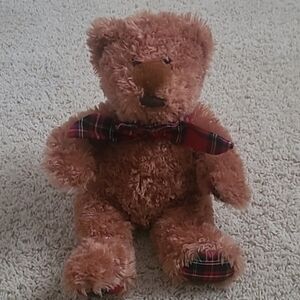 Stuffed Animal Brown Teddy Bear with Plaid Bow 15"